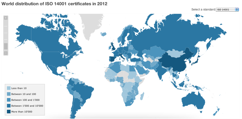 ISO14001 certificates in 2012